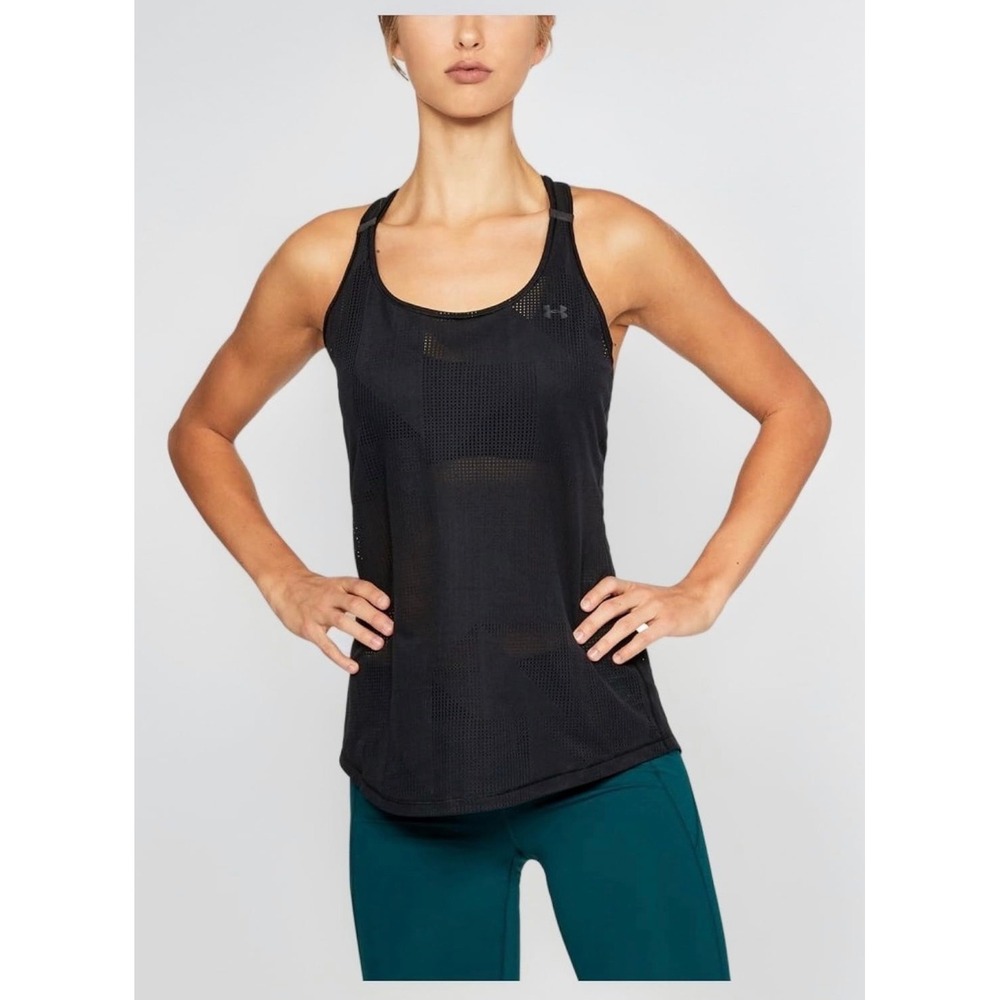 Under Armour HeatGear Supervent Tank Top Black Racerback Training Vest Large